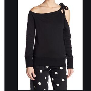 NWT S Walter Baker Black sweatshirt cold shoulder tie sleeve